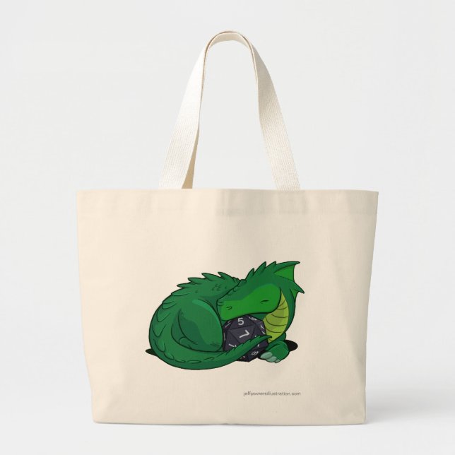 D20 Green Dragon Large Tote Bag (Front)