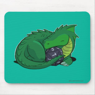 D20 Green Dragon Mouse Mat