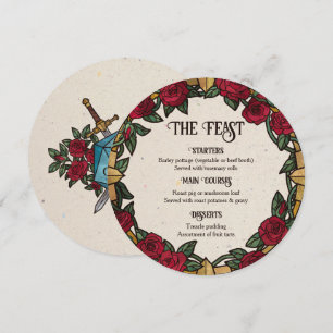 D20 Monogram Rose Wreath RPG Wedding Feast Menu