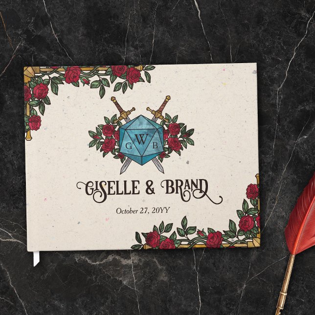 D20 Monogram Roses RPG Wedding Guest Book (Creator Uploaded)