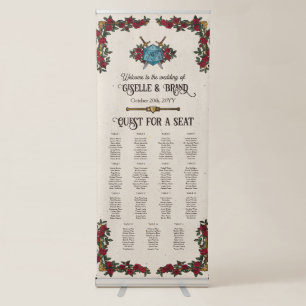 D20 Monogram RPG Wedding 15 Seating Chart Welcome Retractable Banner