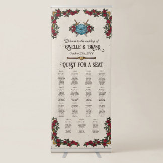 D20 Monogram RPG Wedding 15 Seating Chart Welcome Retractable Banner