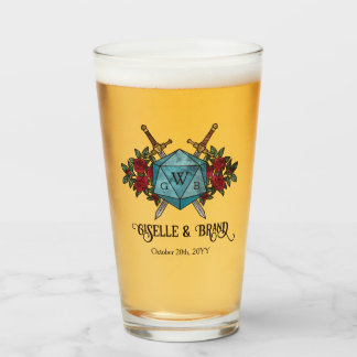 D20 Monogram RPG Wedding Keepsake Glass
