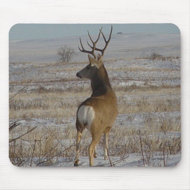 D20 Mule Deer Buck in Snow Mouse Mat (Front)