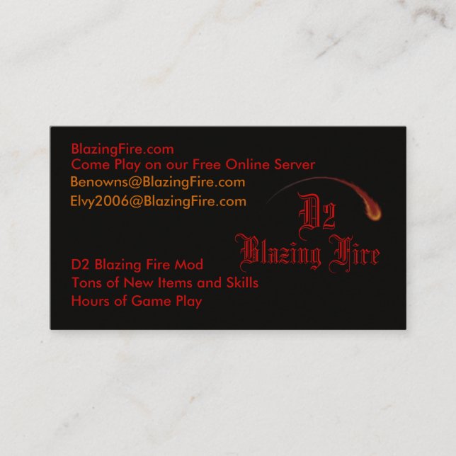 D2 Blazing Fire Cards (Front)