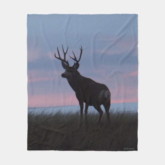D3 Mule Deer Buck Sunrise Buck Fleece Blanket (Front)
