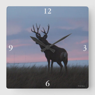 D3 Mule Deer Buck Sunrise Buck Square Wall Clock