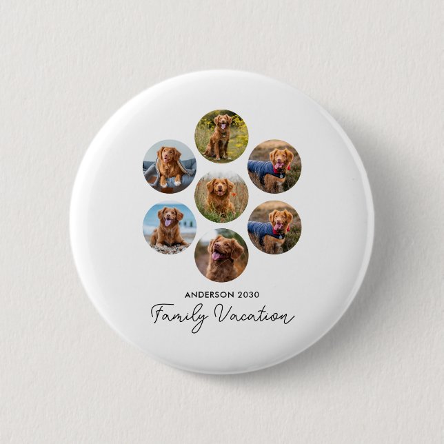 D 7 Photo Collage Family Vacation  6 Cm Round Badge (Front)