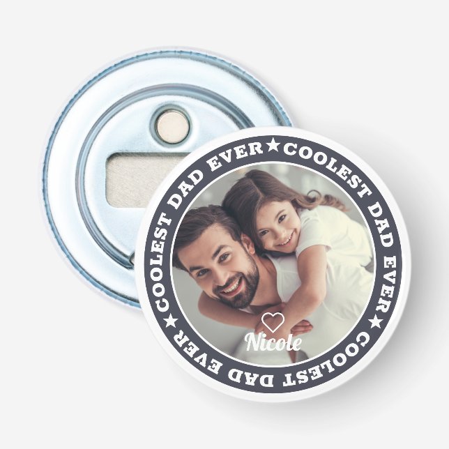 D' Best Dad Ever Modern Custom Photo Bottle Opener (Front)