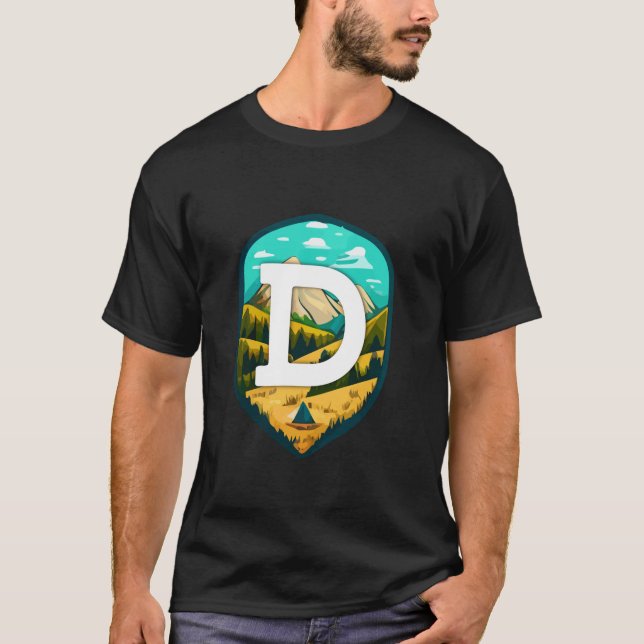 D Big Letter Mountain Camping Long Sleeve T Shirt (Front)