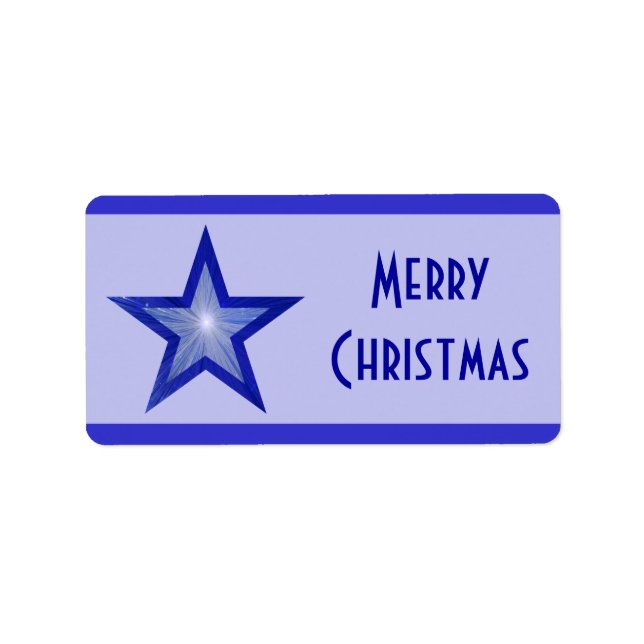 D Blue Star stripe 'Merry Christmas' medium pale Label (Front)