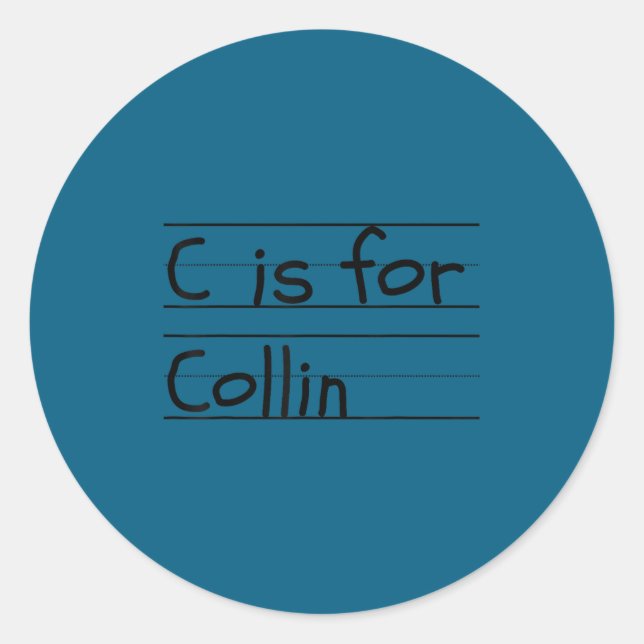 D C Is For Collin Name Student Kindergarten  Classic Round Sticker (Front)