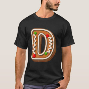 D Cutest Capital Christmas Cookie Alphabet Letter T-Shirt