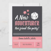 D&D Baby Birth Announcement Pink Girl