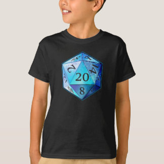 D&D d20 Blue and Black COBALT die T-Shirt