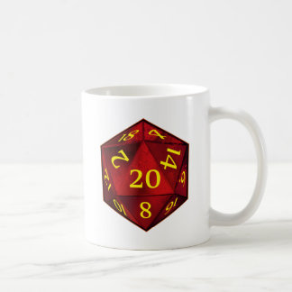 D&D d20 Crimson and Gold FIRE die Coffee Mug