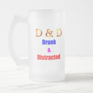 D&D Drunk and Distracted Frosted Glass Beer Mug
