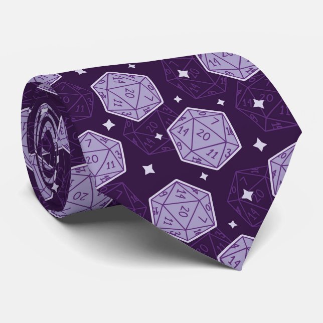 D&D Tie, D20 NeckTie, DnD Gift For Dungeon Master  Tie (Rolled)