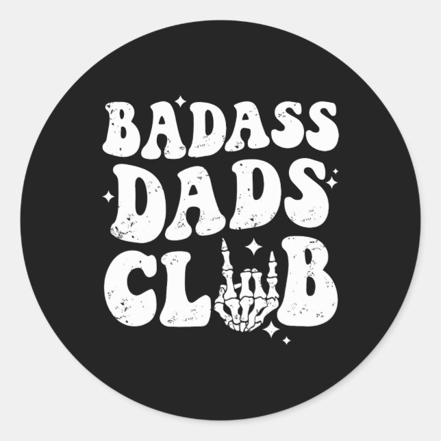 D Dads Club Funny Dad Groovy Trendy Fathers Day  Classic Round Sticker (Front)