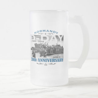 D-Day 70th Anniversary Battle of Normandy Frosted Glass Beer Mug