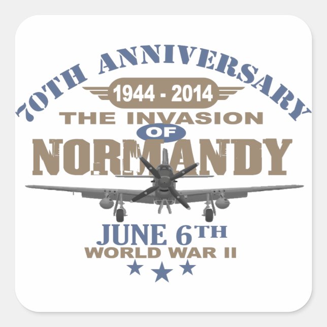D-Day 70th Anniversary Battle of Normandy Square Sticker (Front)