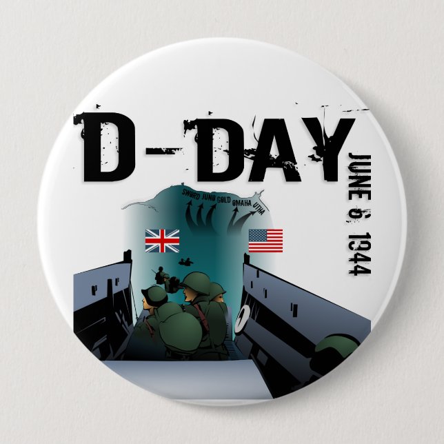 D-DAY June 6, 1944 10 Cm Round Badge (Front)
