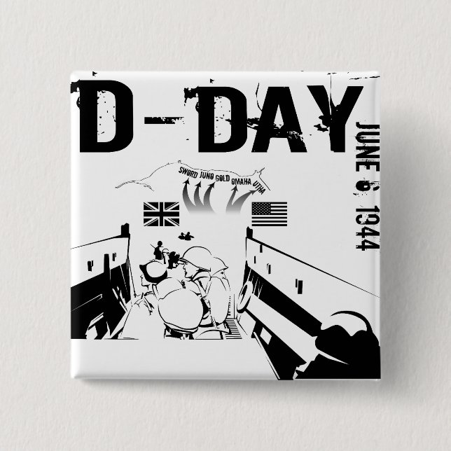 D-DAY June 6, 1944 15 Cm Square Badge (Front)