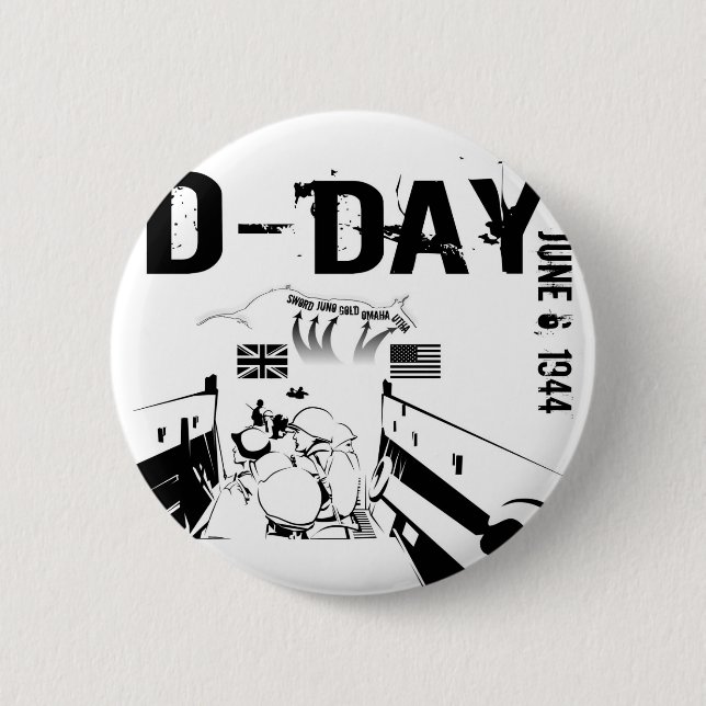 D-DAY June 6, 1944 6 Cm Round Badge (Front)