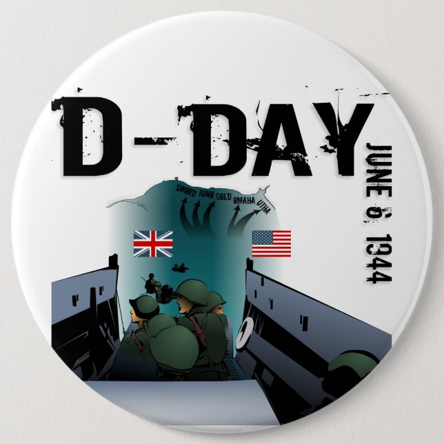 D-DAY June 6, 1944 6 Cm Round Badge (Front)