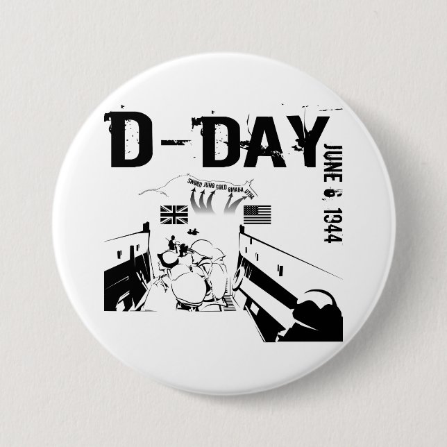 D-DAY June 6, 1944 7.5 Cm Round Badge (Front)