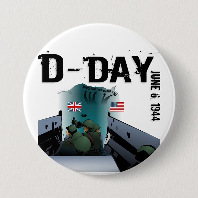 D-DAY June 6, 1944 7.5 Cm Round Badge (Front)