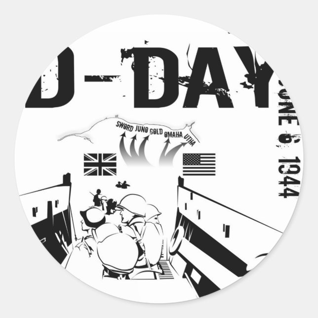 D-DAY June 6, 1944 Classic Round Sticker (Front)