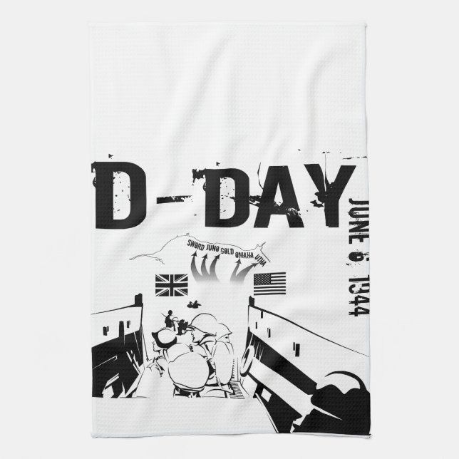 D-DAY June 6, 1944 Tea Towel (Vertical)