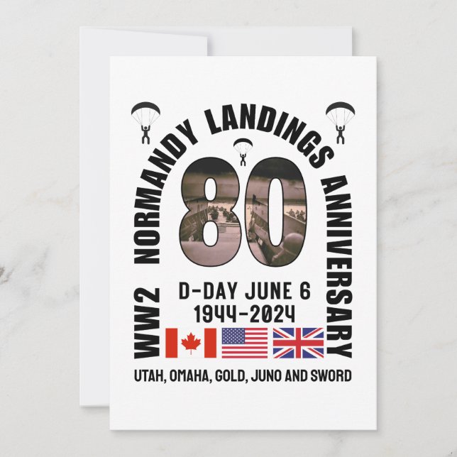 D-DAY NORMANDY LANDINGS WW2 80th Anniversary  Holiday Card (Front)