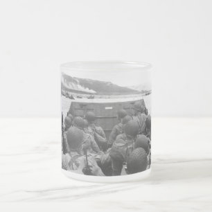 D-Day Soldiers In A Higgins Boat Frosted Glass Coffee Mug