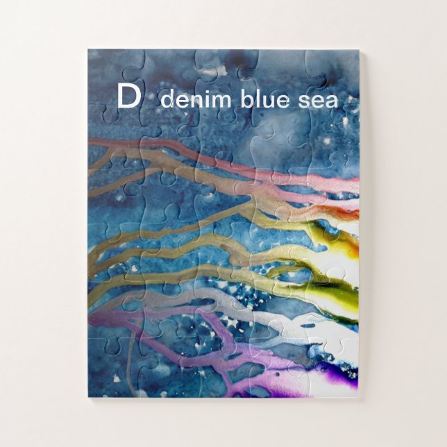 D - Denim Blue Sea Alphabet Art Puzzle (Vertical)