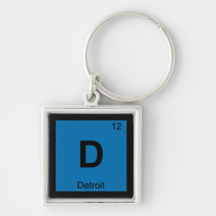 D - Detroit Michigan City Chemistry Periodic Table Key Ring