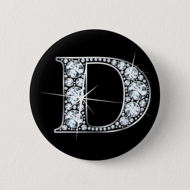 "D" Diamond Bling Button (Front)