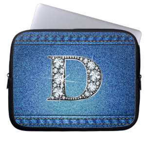 D "Diamond" Denim Stitching Electronics Bag