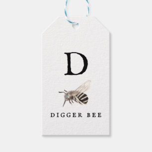 "D" Digger Bee Gift Tags