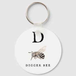 "D" Digger Bee Key Ring