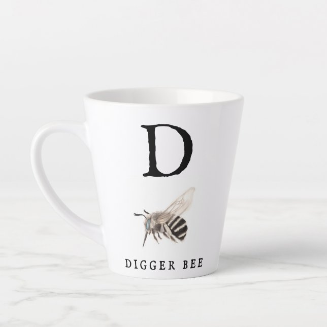 "D" Digger Bee  Latte Mug (Left)