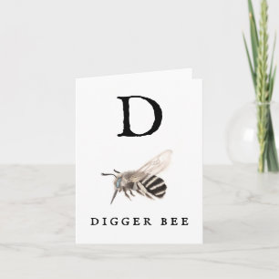 "D" Digger Bee Note Card