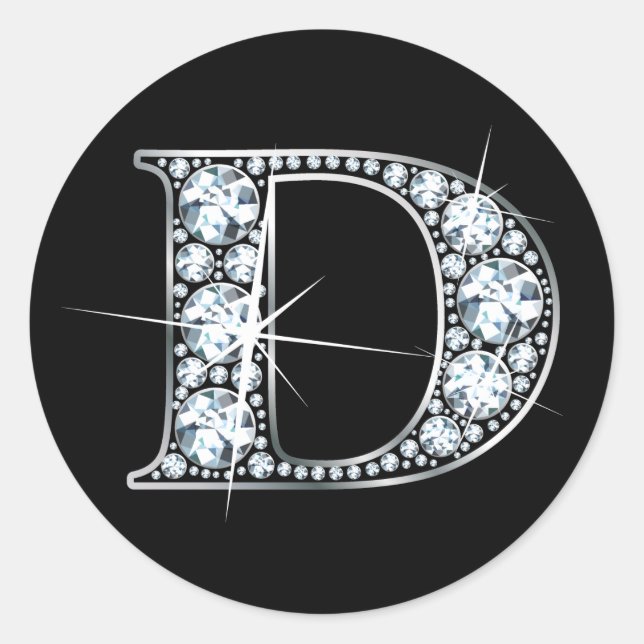 "D" Faux-"Diamond Bling" Sticker (Front)