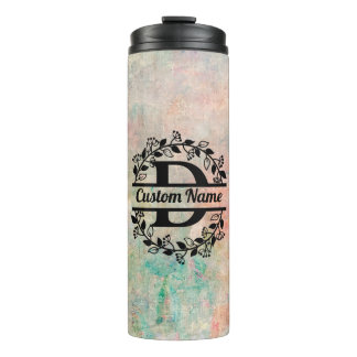 D Floral Letter Monogram Thermal Tumbler