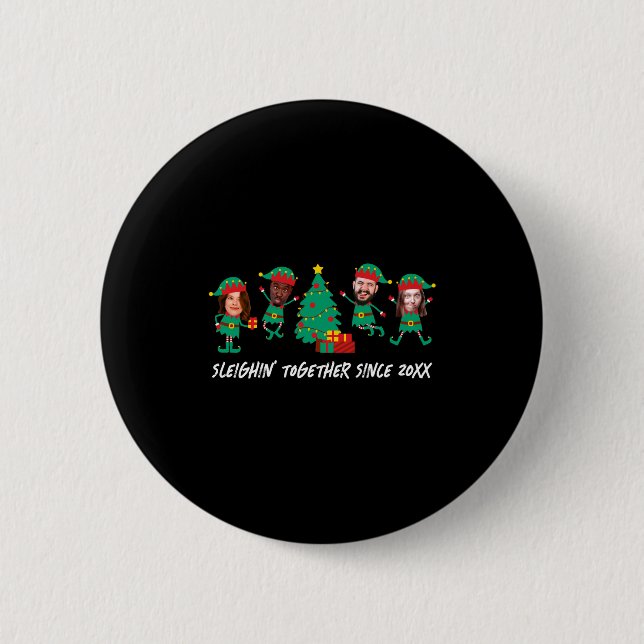 D Funny Face Photo Christmas Elf  6 Cm Round Badge (Front)