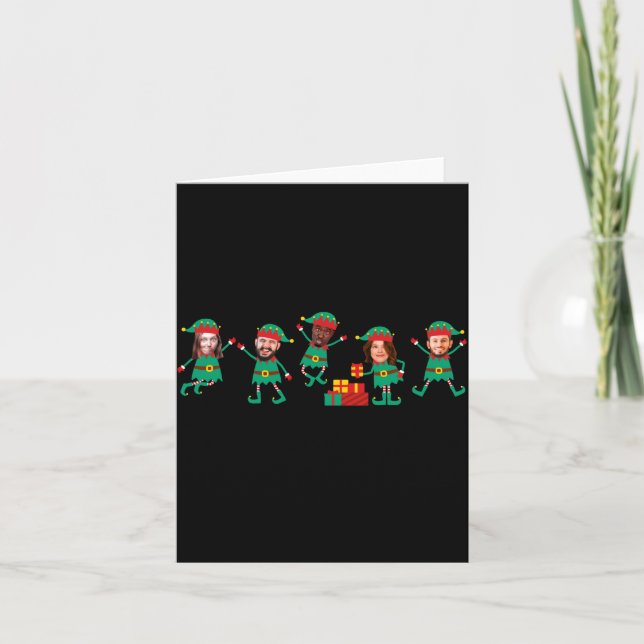 D Funny Face Photo Christmas Elf  Card (Front)