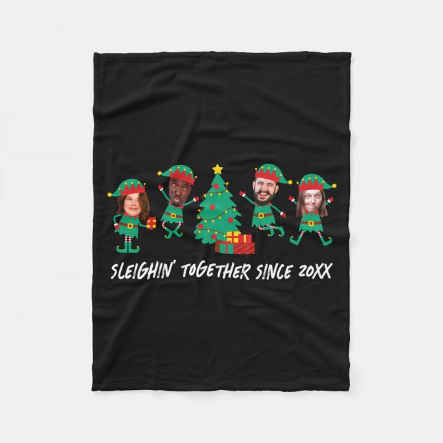 D Funny Face Photo Christmas Elf  Fleece Blanket (Front)