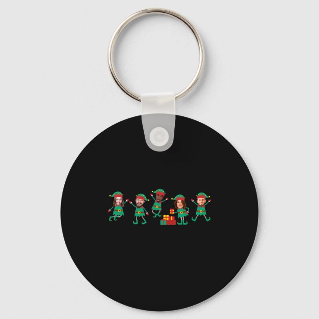 D Funny Face Photo Christmas Elf  Key Ring (Front)
