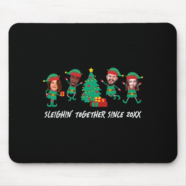 D Funny Face Photo Christmas Elf  Mouse Mat (Front)